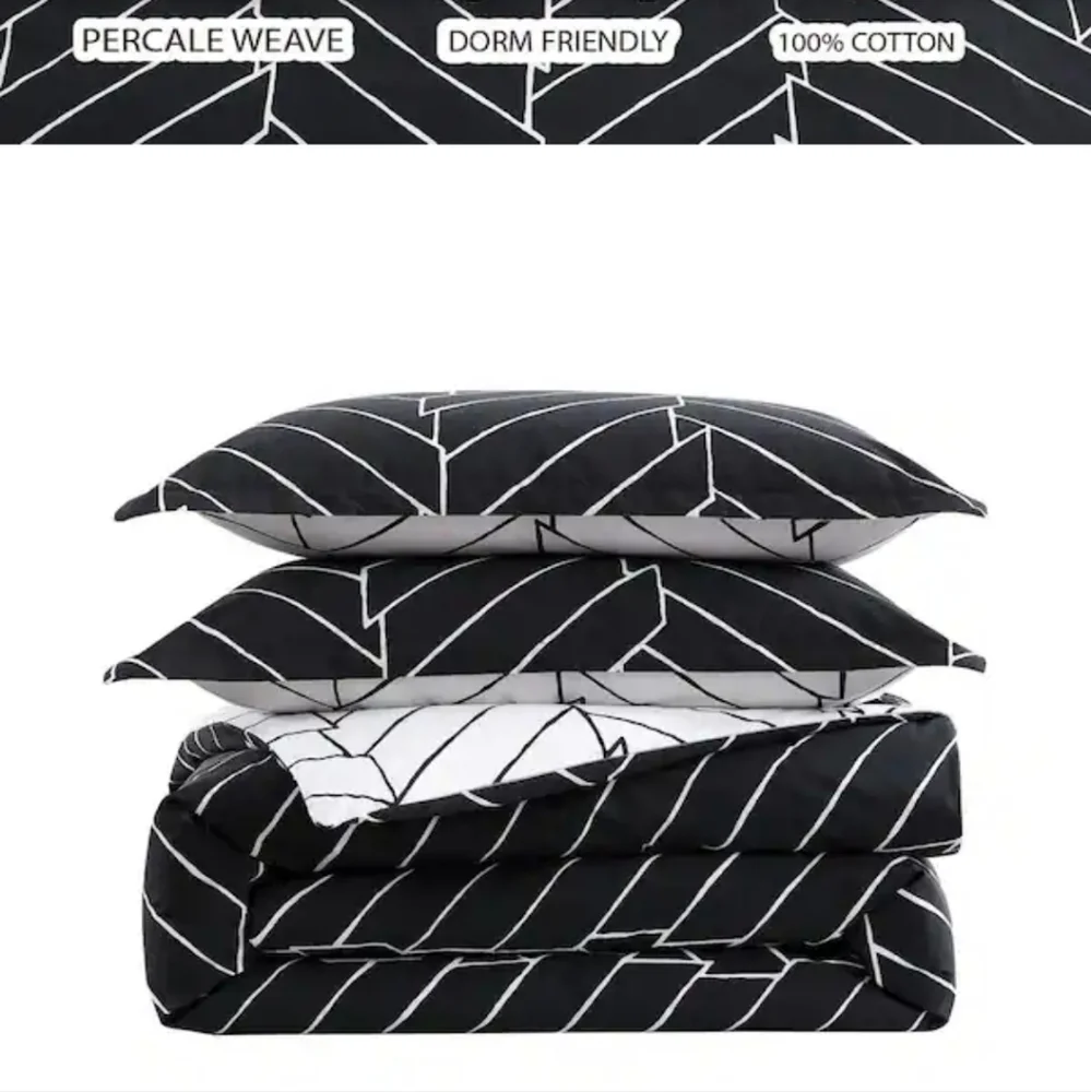 City SceneCeres 3-Piece Black Cotton King Comforter Set